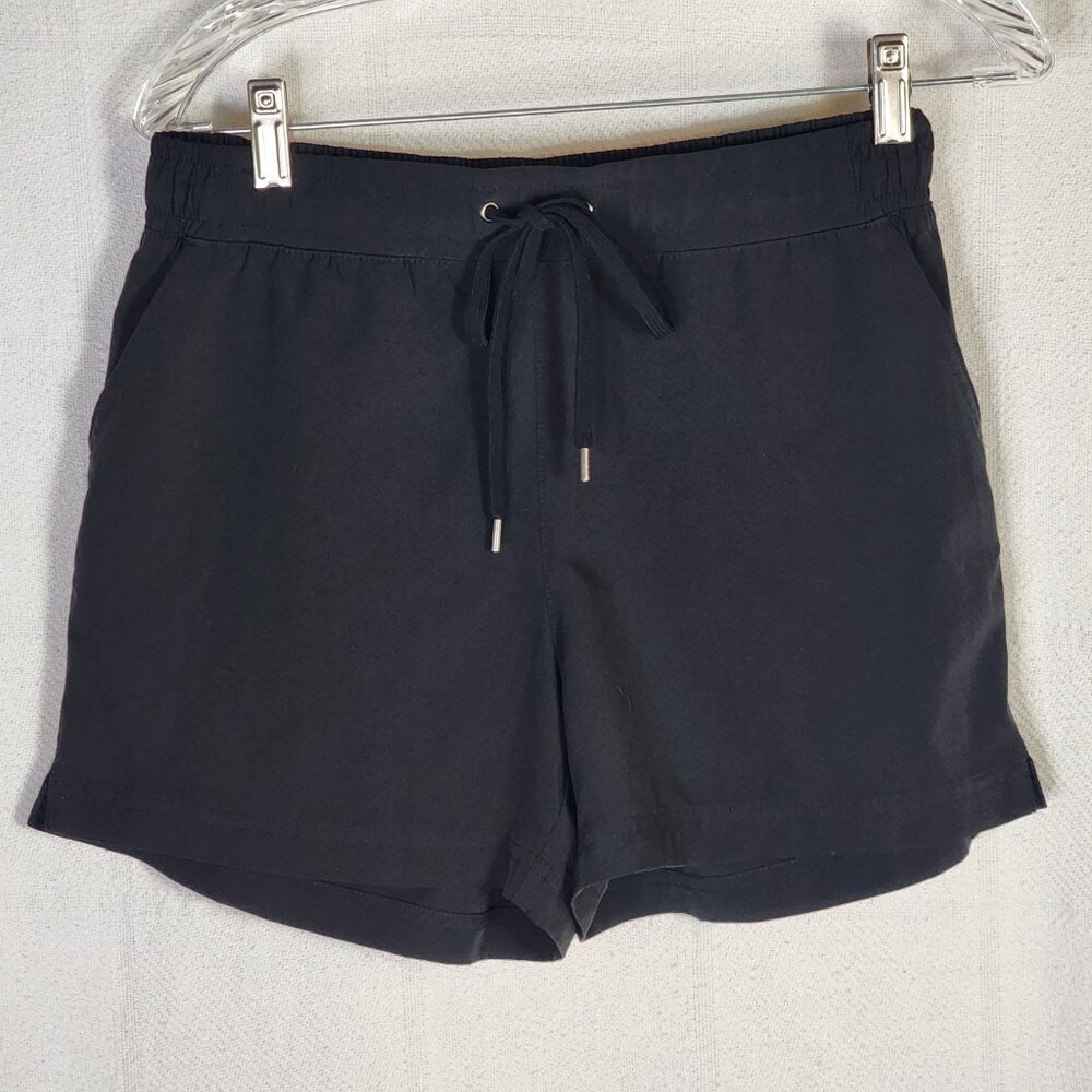 Tek Gear DryTek Poly Span Black Moisture Wicking Elastic Tie Waist Shorts Size S